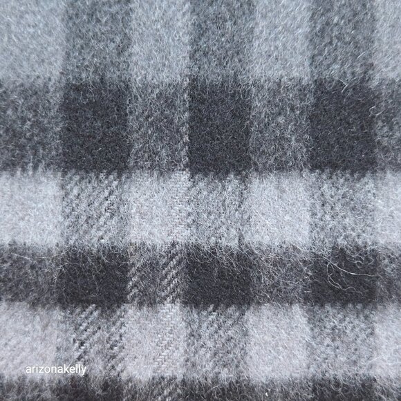 Enzo Mantovani Wool Cashmere Woven Plaid Scarf Black Grey - Picture 6 of 8